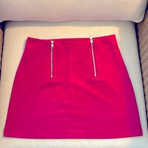 New w/ tags Shocking Pink Suede-Faux Skirt with Front